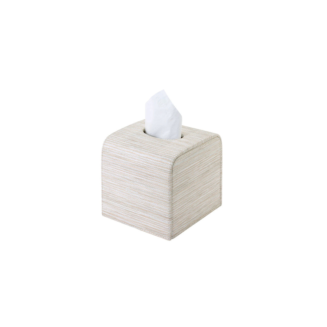 Grasscloth Tissue Box, Ecru