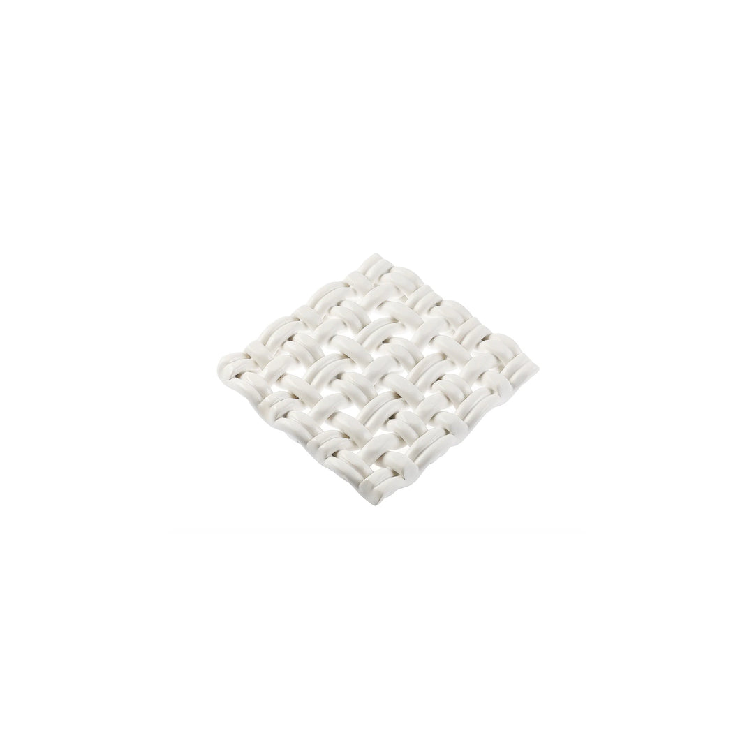 Ceramic Woven Trivet Small, White