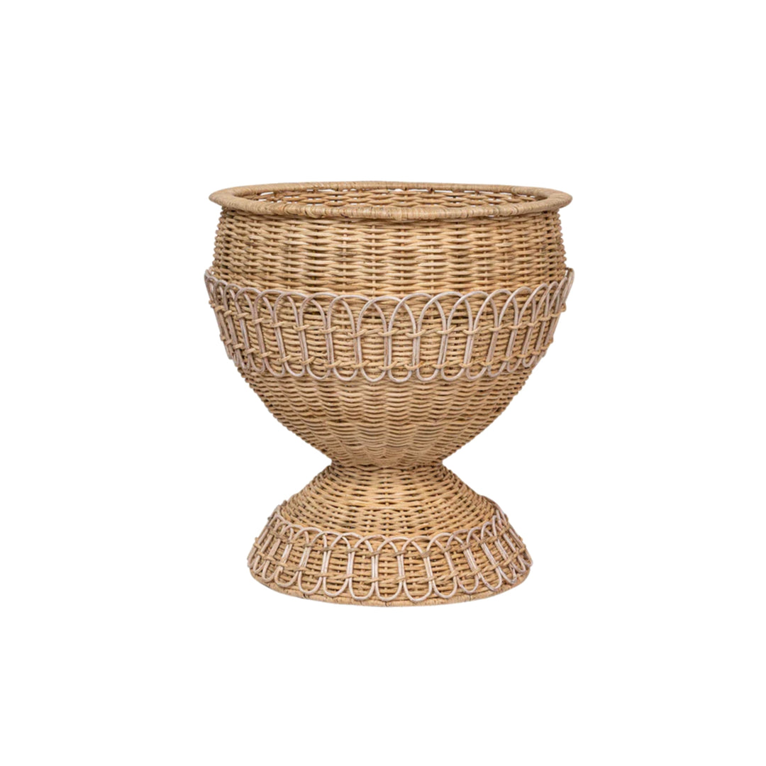 Provence Rattan Medium Urn, Whitewash