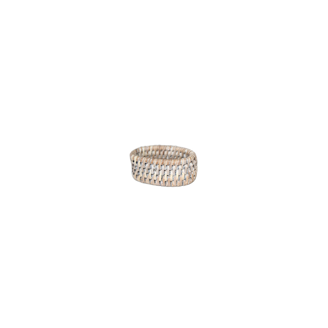 Woven Whitewash Oval Napkin Ring