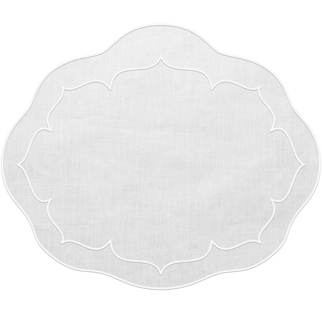 Linho Oval Linen Placemat White Set of Two