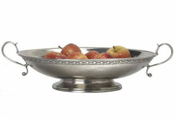 Pewter Bordered Footed Oval Centerpiece Bowl