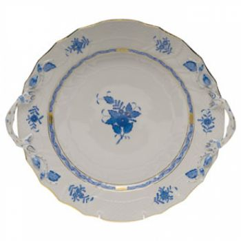 Chinese Bouquet Blue Chop Plate with Handles