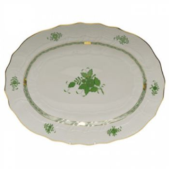 Chinese Bouquet Green Large Oval Platter