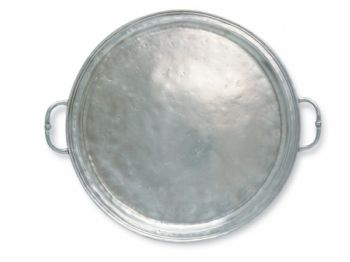 Pewter Small Round Tray with Handles