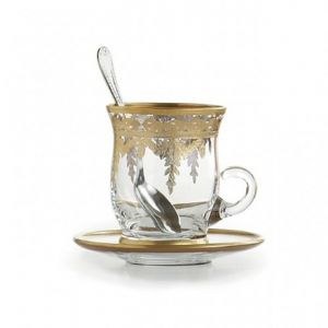Vetro Gold Cup & Saucer with Spoon