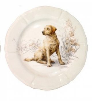 Sologne Dessert Plate with Yellow Lab