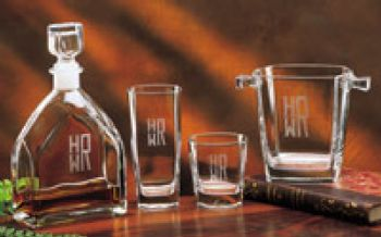 Geo Double-Old Fashion with Monogram #5673 Set of Four
