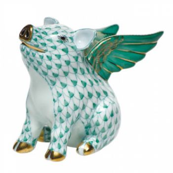 Fishnet When Pigs Fly Figurine Green