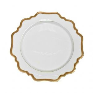 Antique White & Gold Dinner Plate