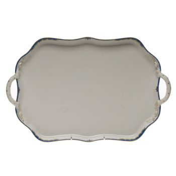 Princess Victoria Blue Rectangular Tray with Branch Handles