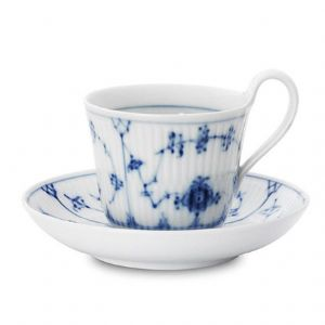Blue Fluted Plain Tea Cup & Saucer