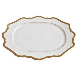 Antique White & Gold Oval Platter
