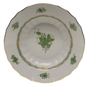 Chinese Bouquet Green 9.5in Rim Soup