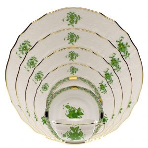 Chinese Bouquet Green Service Plate