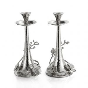 White Orchid Candleholders Pair