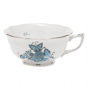 Chinese Bouquet Turquoise Platinum Cup & Saucer