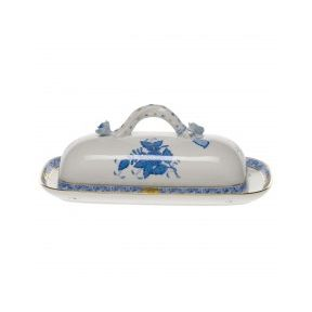 Chinese Bouquet Blue Butter Dish with Branch