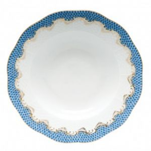 Fish Scale Blue Rim Soup Plate