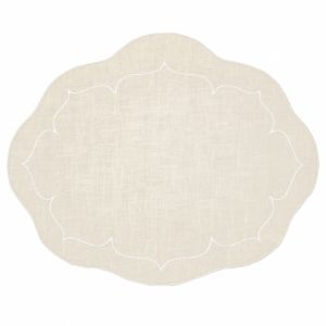 Linho Oval Linen Placemat Ivory Set of Two