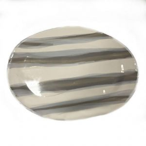Grey & White Stripe Large Oval Platter