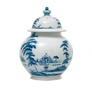 Country Estate Delft Blue 10in Lidded Ginger Jar