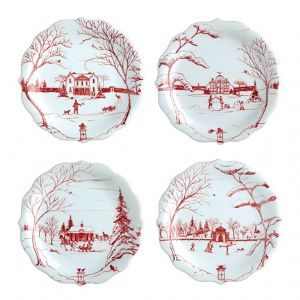 Winter Frolic Ruby Party Plate Set of Four