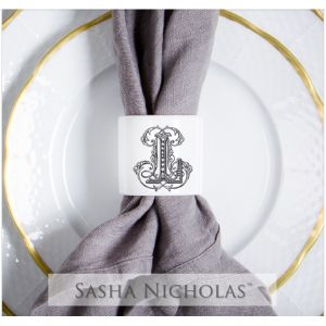 Porcelain Napkin Ring with Couture Monogram