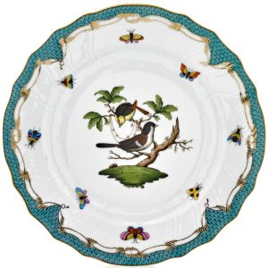 Rothschild Bird Turquoise Border Dessert Plate