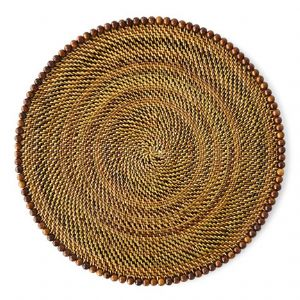 Woven Round Placemat with Tortoise Beads