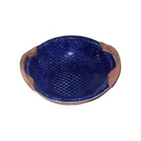 Cobalt Honeycomb Vegetable Bowl with Handles