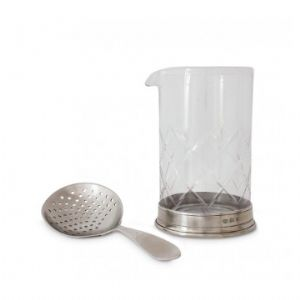 Pewter Mixing Glass and Strainer Set