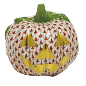 Fishnet Jack O Lantern Figurine Rust