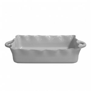 Cook & Host Large Rectangular Ruffled Baker Gray