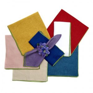 Contrast Edge Napkin Natural/Green Set of Four