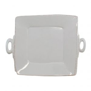 Lastra Light Gray Handled Square Platter
