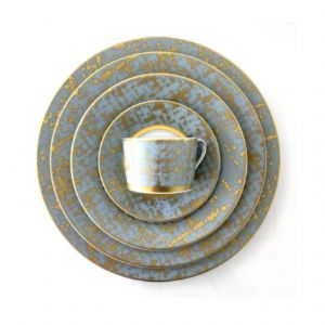 Tweed Grey & Gold Dessert Plate