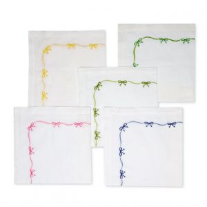 Ribbon Embroidered Napkins Grass Set of Four