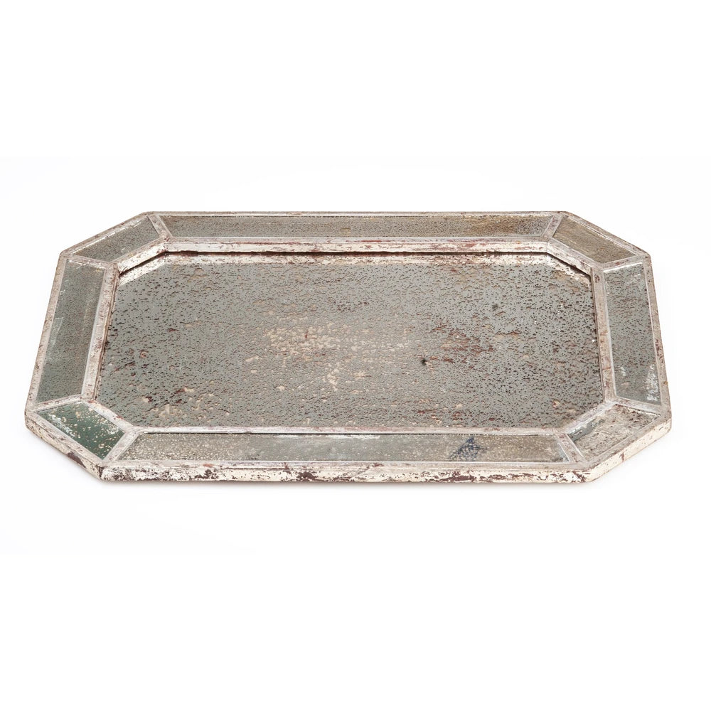 Mirrored Tray with Silver Finish