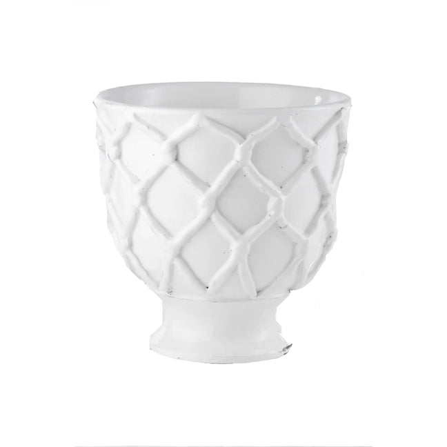 Vinci Criss Cross White Ceramic Planter
