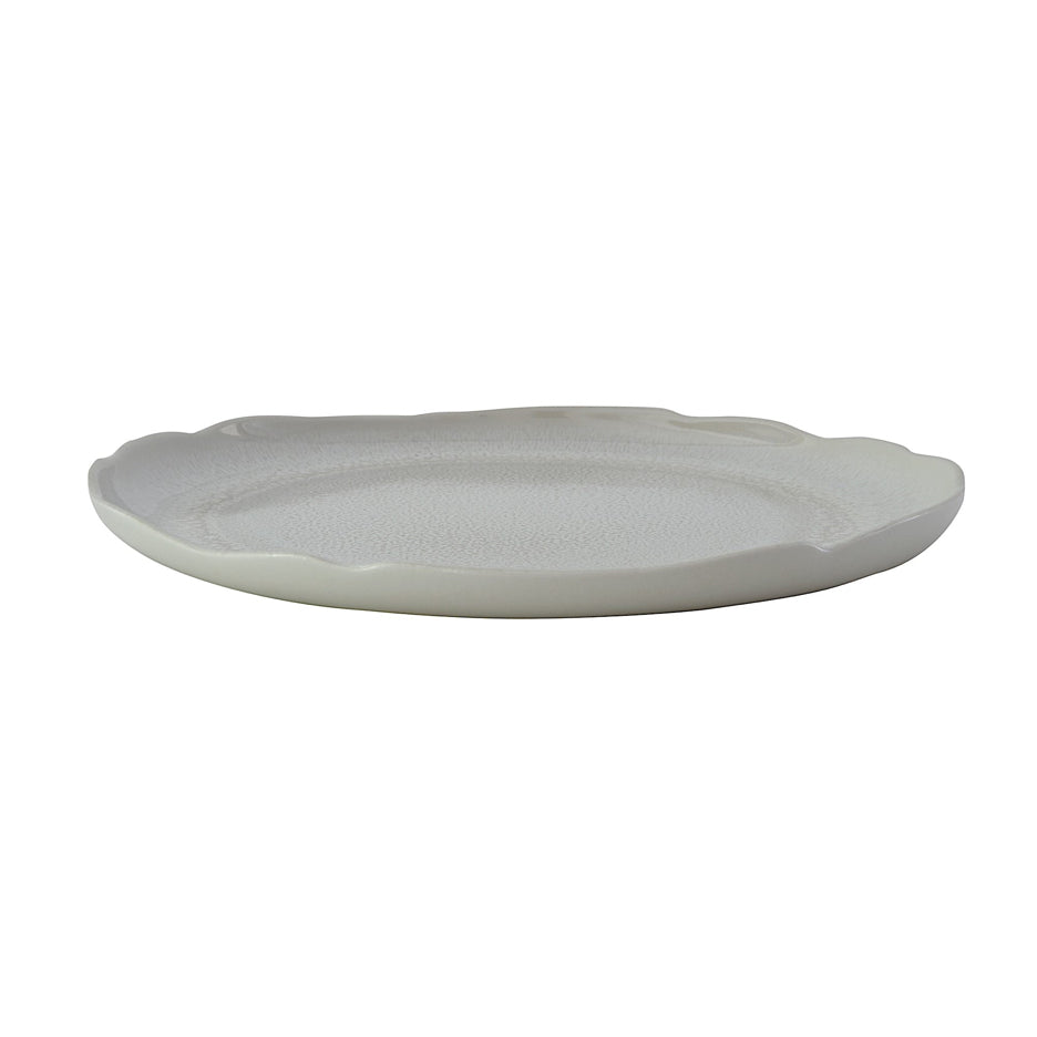 Plume Flat Round Platter, Pearl