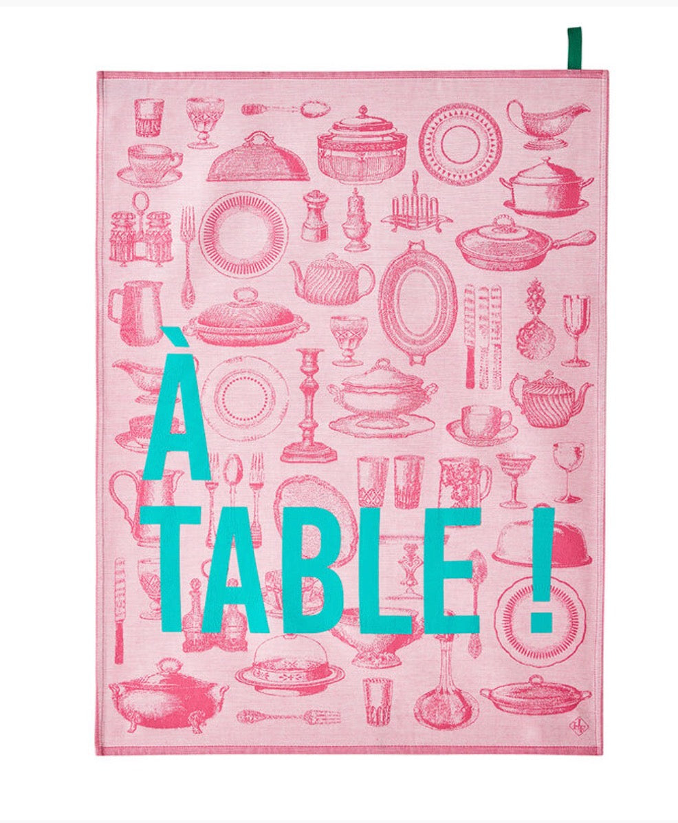 A Table Tea Towel Pink