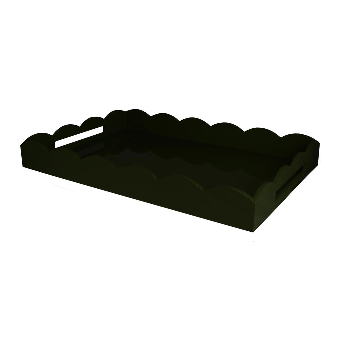 Scalloped Edge Lacquer Tray Large, Black