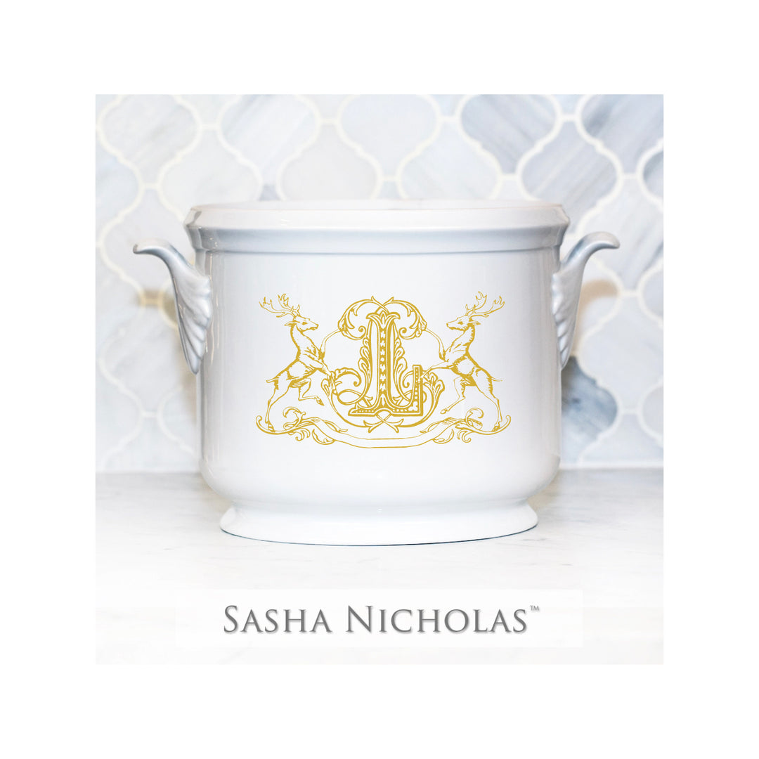 Champagne Bucket with Gold Stag Monogram with L