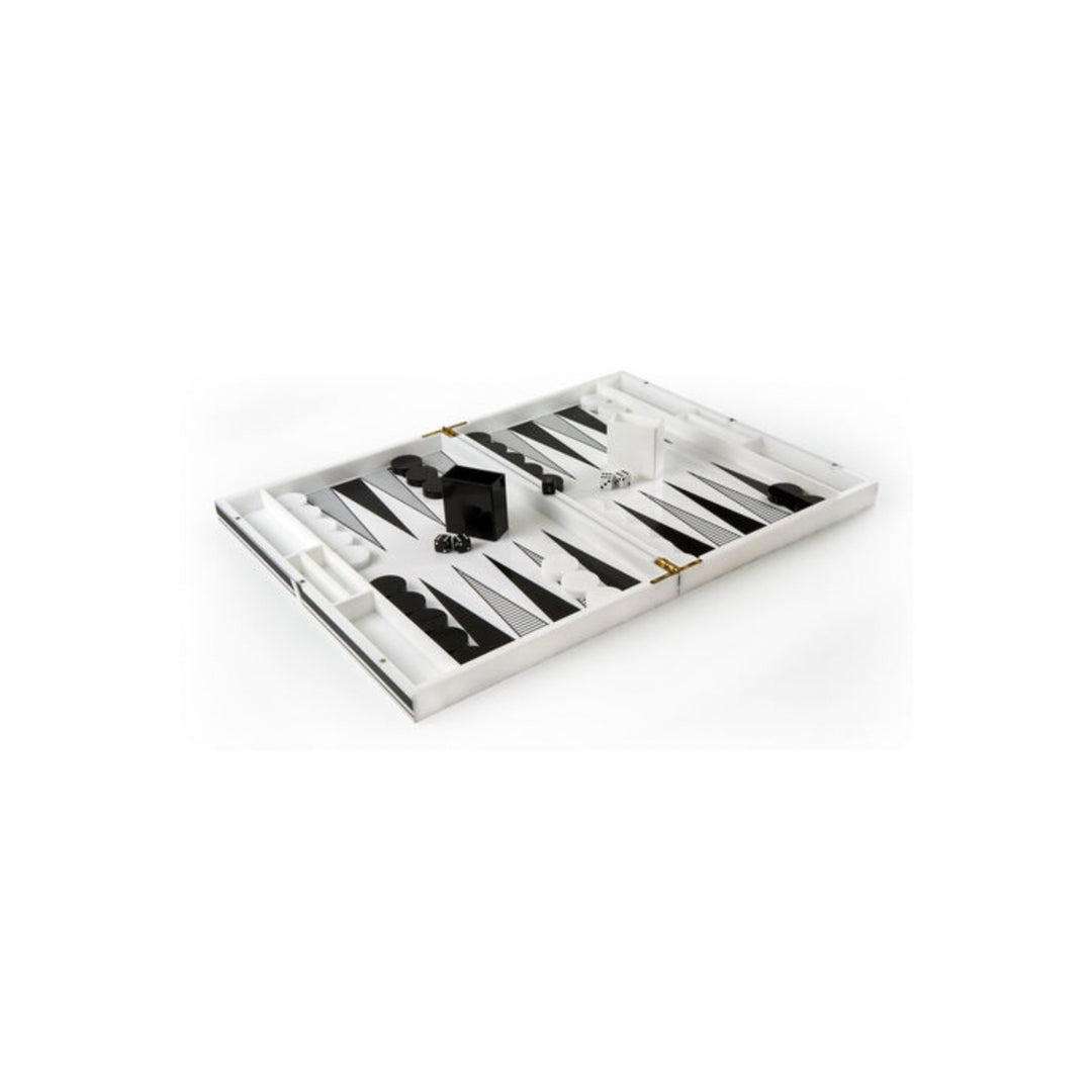 Lucite Backgammon Set Black & White