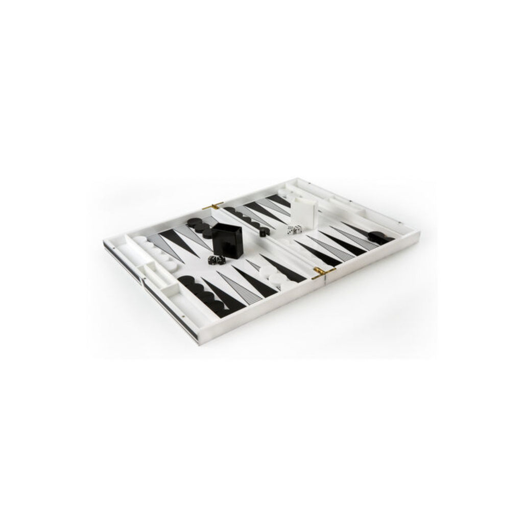 Lucite Backgammon Set Black & White