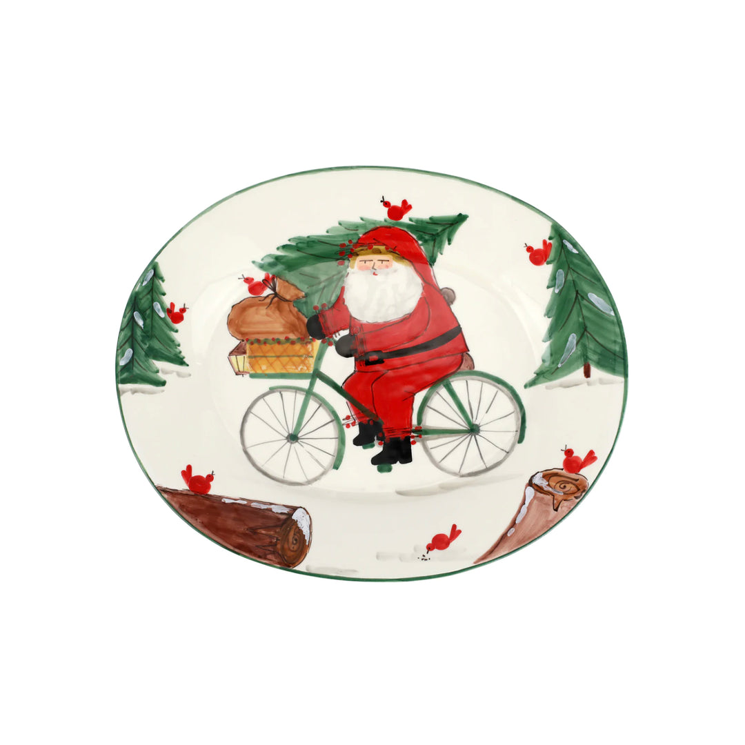 Old St. Nick Large Oval Platter, Bicycle