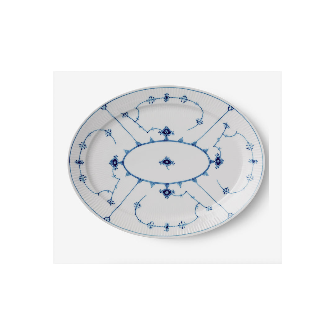 Blue Fluted Plate Oval Platter Large