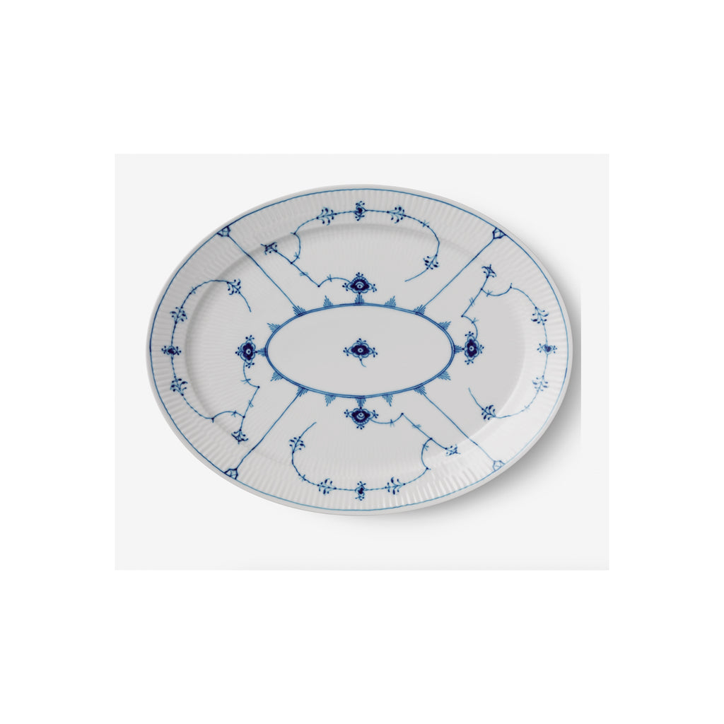 Blue Fluted Plate Oval Platter Large