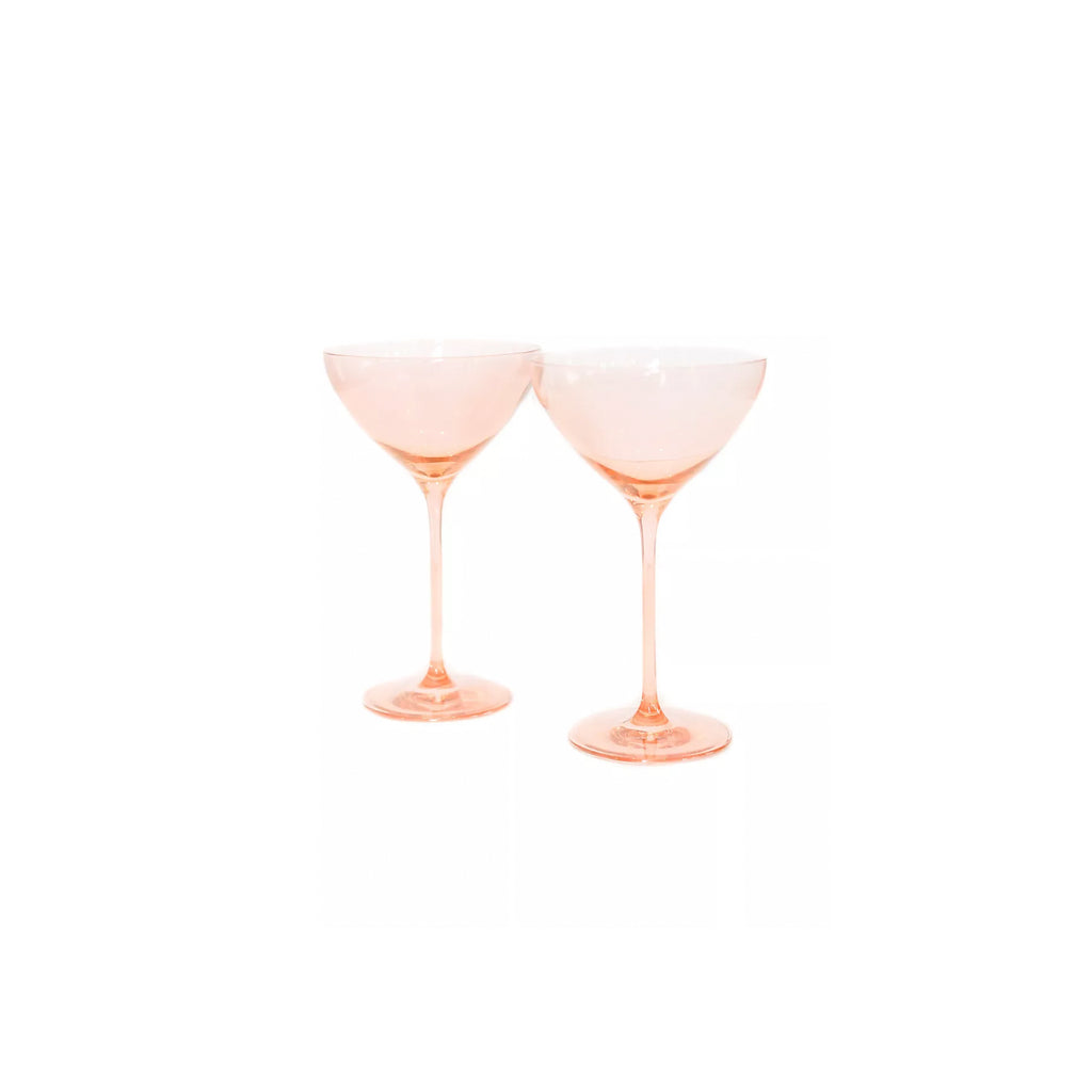 Estelle Colored Glass Martini Coupe Blush Pair